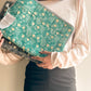 Sustainable Handmade Cotton Laptop Sleeve/Laptop Cover by Ekatra - Teal Floral