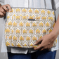 Sustainable Handmade Cotton Laptop Sleeve/Laptop Cover by Ekatra - Yellow motif