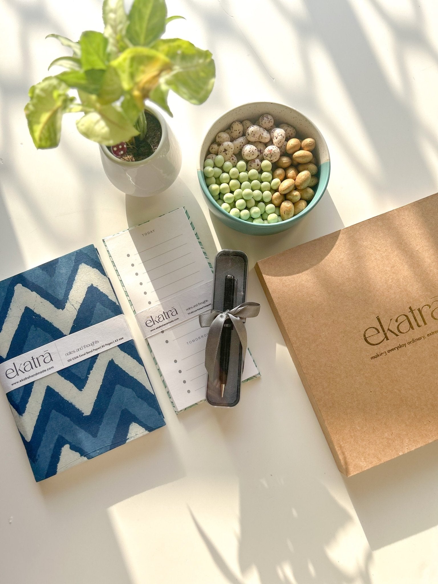 Sustainable Productivity Gift hamper by Ekatra - Indigo Chevron