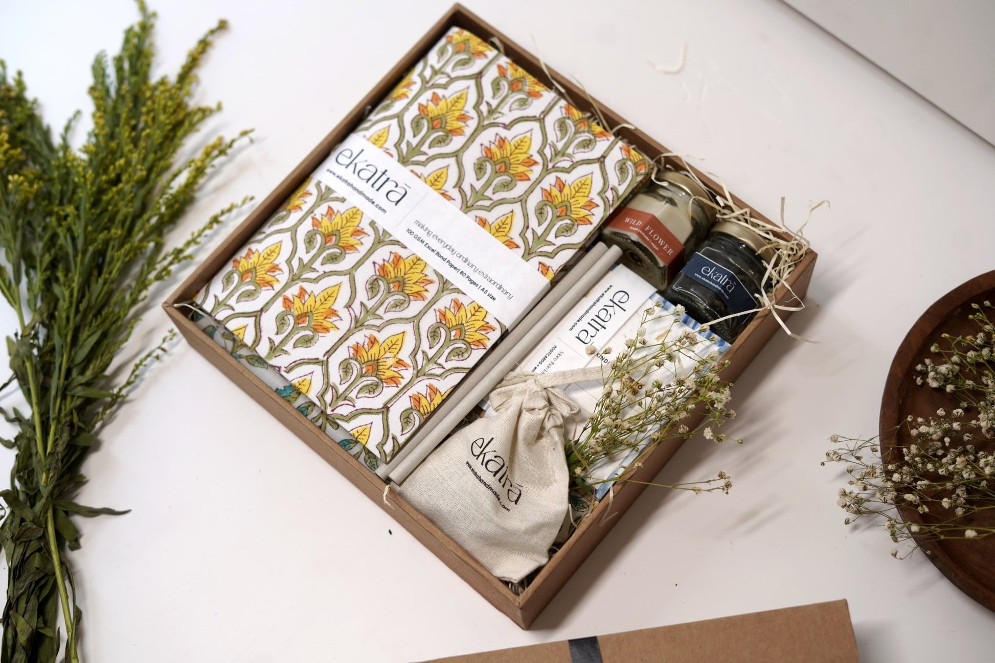 Sustainable Thoughtful Hamper by Ekatra - Yellow Floral Ekatra Box