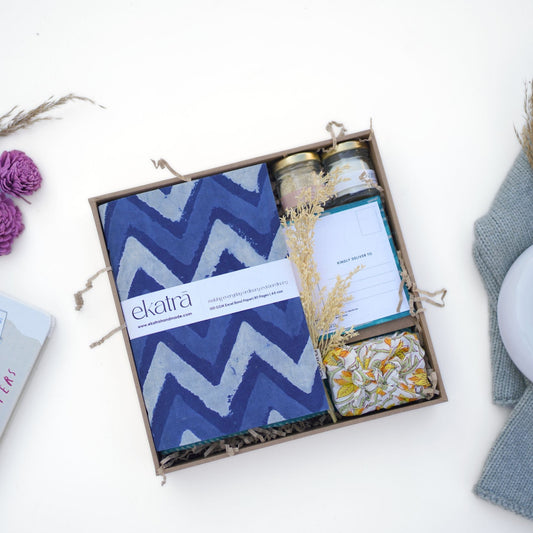 Sustainable Wellness Hamper for all by Ekatra - Indigo Chevron