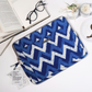 Sustainable Handmade Cotton Laptop Sleeve/Laptop Cover by Ekatra -Indigo Chevron