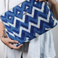 Sustainable Handmade Cotton Laptop Sleeve/Laptop Cover by Ekatra -Indigo Chevron