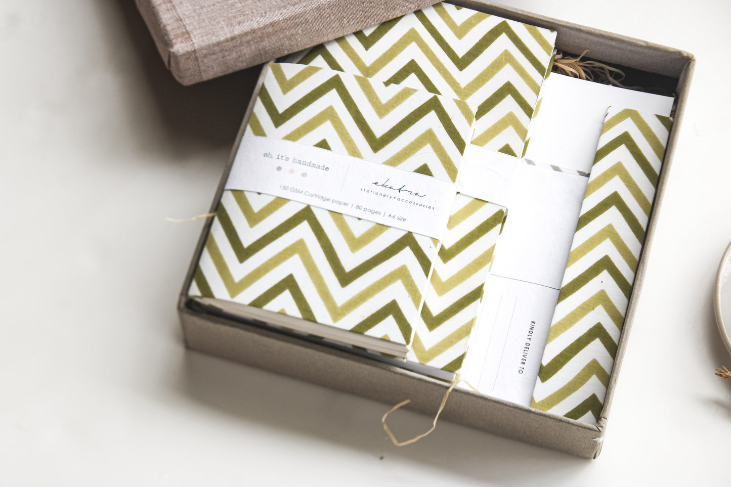 Stationery Loaded Gift hamper personalized by Ekatra Loaded Gift Box - Green chevron