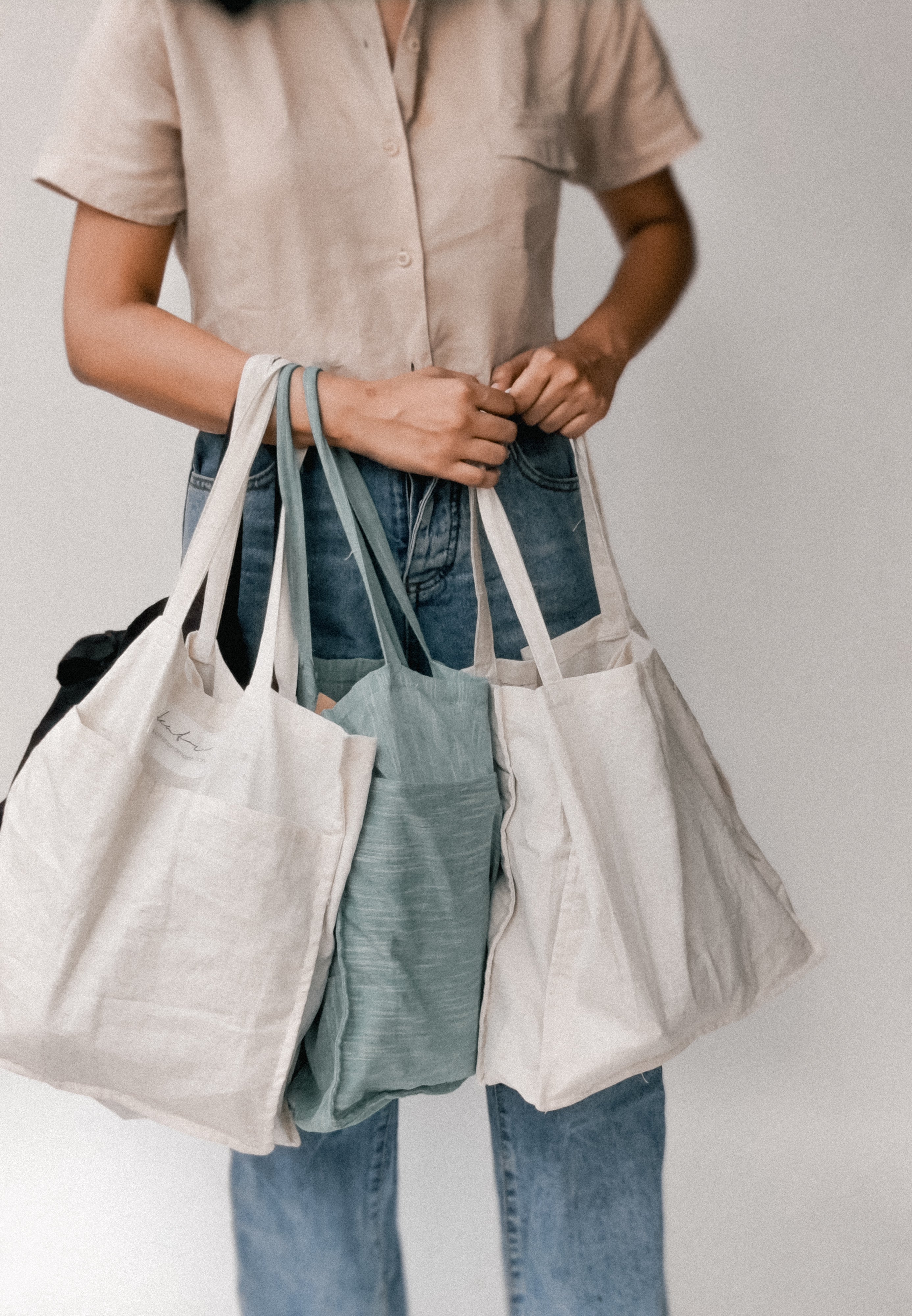 Premium Linen Tote Bags with pockets - Eco Friendly