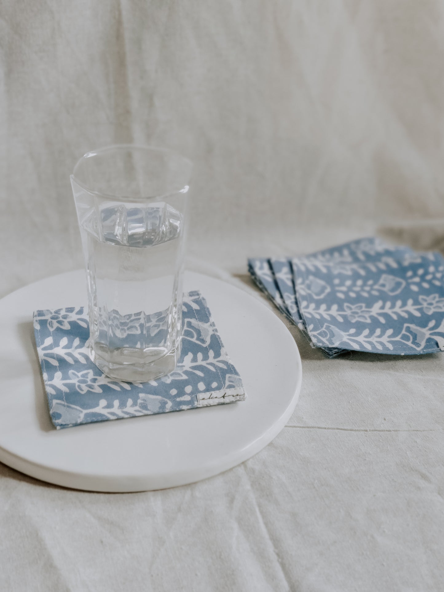 100% Cotton Sustainable cloth Coasters by Ekatra - Set of 6