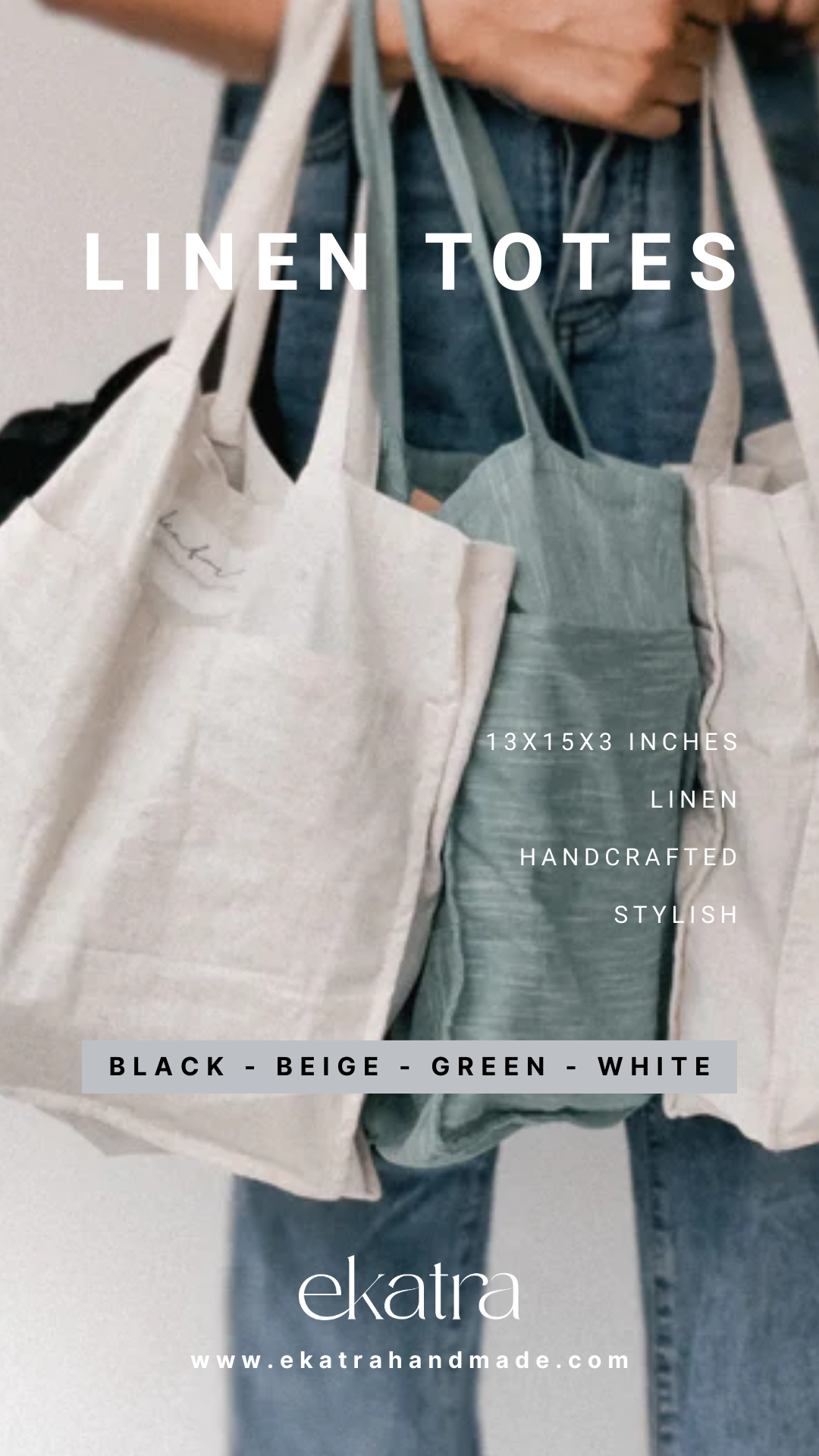 Premium Linen Tote Bags with pockets - Eco Friendly – ekatrahandmade.com